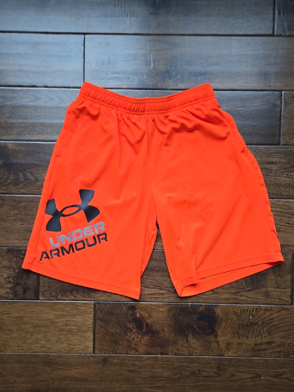 Under Armour Youth XL Bright Neon Orange Athletic Shorts with Logo